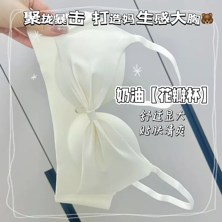 甜美日系蝴蝶结小胸聚拢显大舒适性感美背内衣女无钢圈调整型文胸