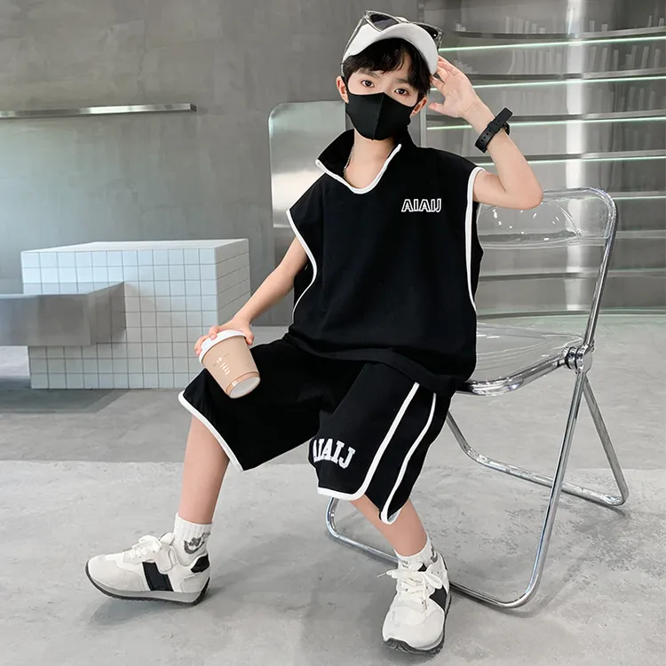 儿童装男童夏装无袖套装2025新款夏季中大童速干运动夏款帅气背心