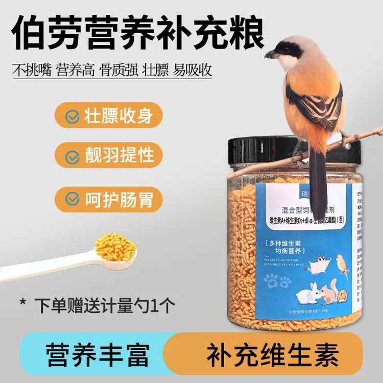 伯劳鸟饲料营养维生素壮膘靓羽鸟零食伯劳鸟食幼鸟换羽期营养通用