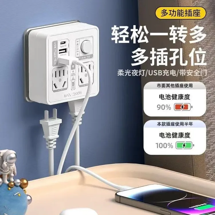 【机械风插座】新款86插座家用纯铜转换器多功能多孔USB插排插板