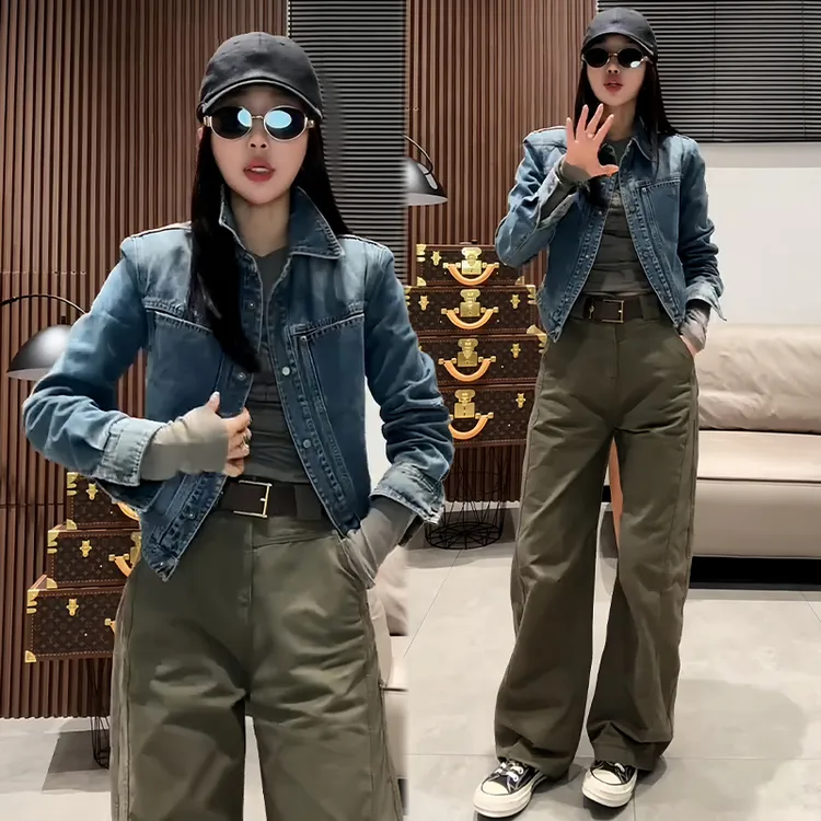 复古时尚百搭牛仔短外套女2025年秋冬新款小个子休闲宽松夹克上衣