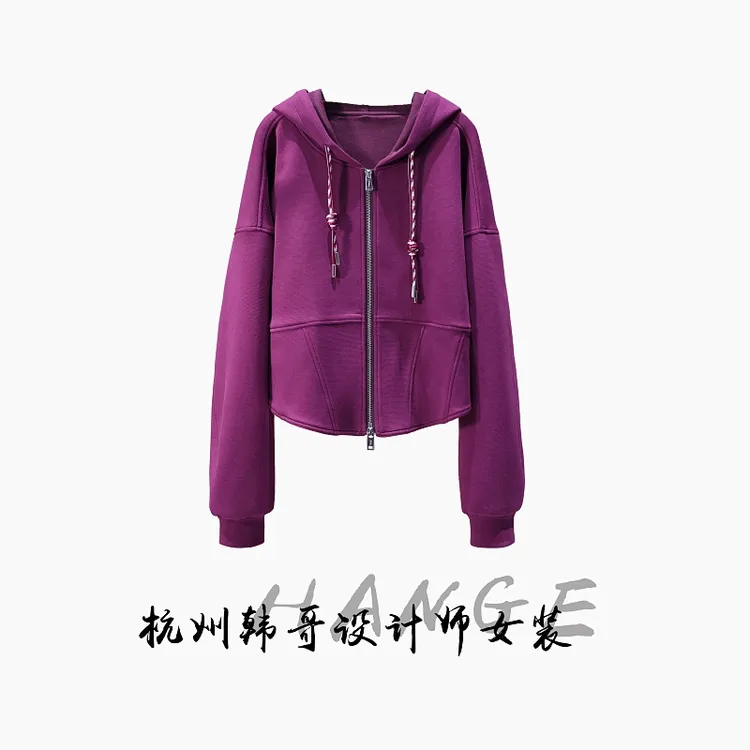 【韩哥欧货女装】2026早春新品《云雾凝紫》华夫格加厚外套260155