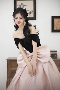 【唐芙缇】黑粉大码微胖显瘦礼服订婚敬酒主持新娘晚宴外景彩纱