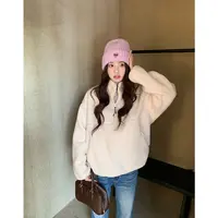 橘子树在哪儿温柔极简仿羊羔绒套头卫衣女秋冬款保暖宽松毛毛卫衣