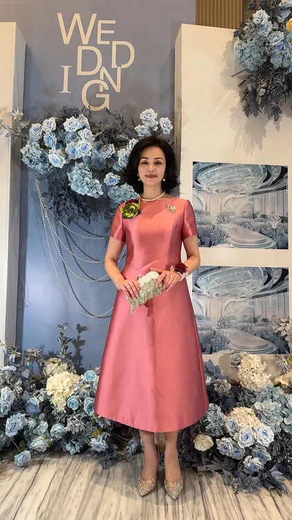 态态喜妈妈高端定制轻奢礼服  KL655蓝色中国风气质修身