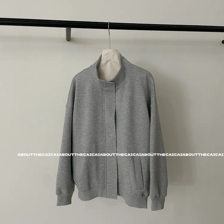 CAICAI/春季韩系简约立领开衫卫衣外套女休闲百搭宽松上衣2524