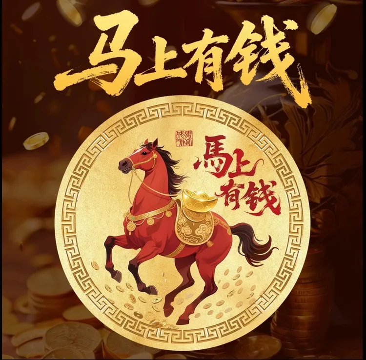 【马年必备】新款马上有钱贴纸收银台门口公司创意贴饰手机贴