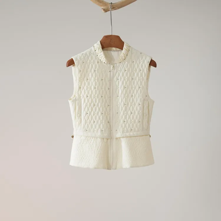 西子/【星光暖暖】重工钉珠菱格绗缝夹棉收腰小香风马甲/MJYF0253