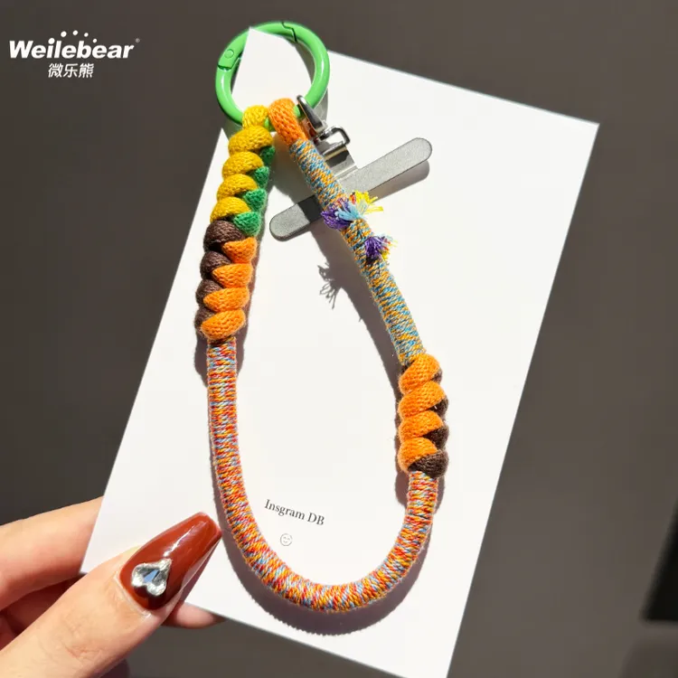 个性好看拼色手机挂绳编织手腕绳钥匙扣挂件防丢手绳挂饰便携壳链