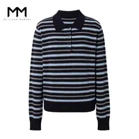 MM麦檬polo领撞色流行复古针织衫毛衣25冬新5H1930492