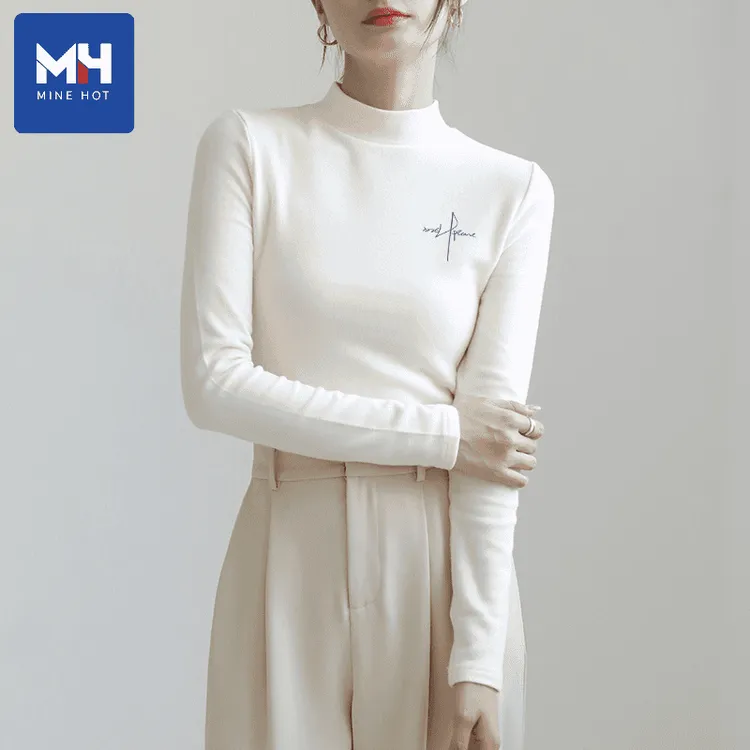 唐狮集团MH半高领德绒打底衫女秋冬2025新款加绒正肩显瘦上衣X