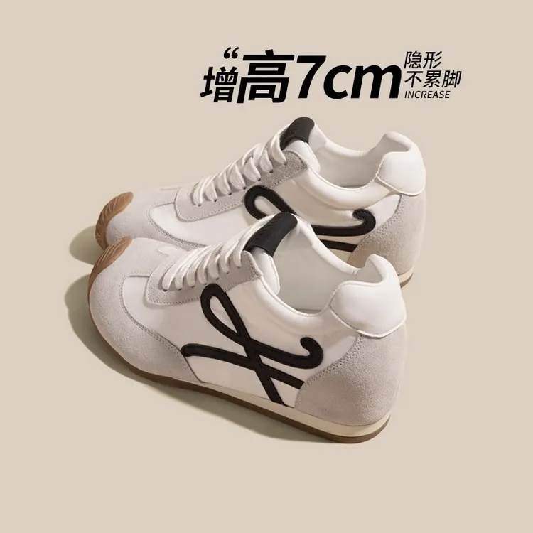 小个子7厘米内增高德训鞋女2025春夏拼色复古百搭阿甘运动休闲鞋