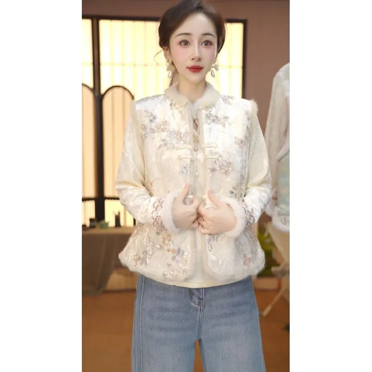 秋冬季双面水貂毛新款中国风复古锦绣马甲YY25121101