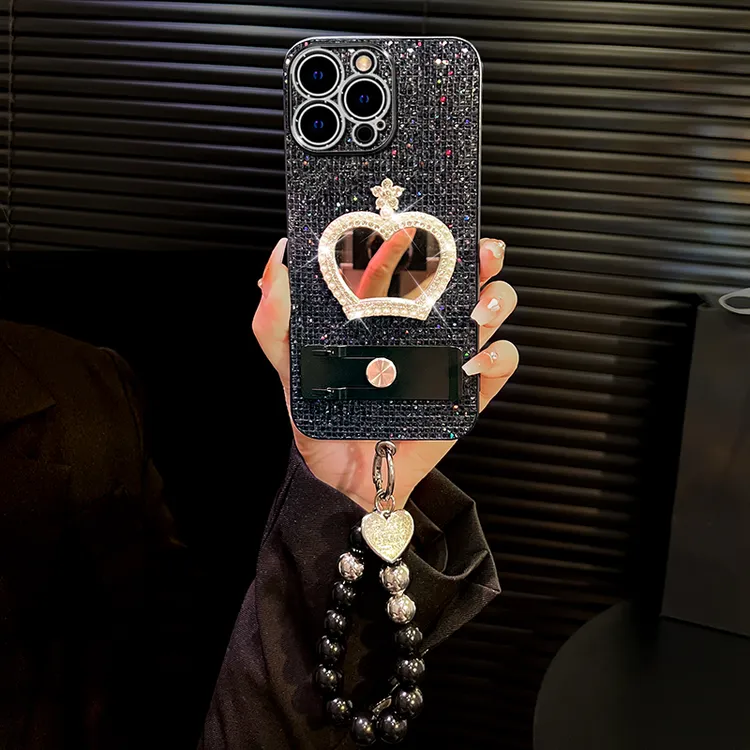 适用苹果16pro闪钻皇冠手机壳iphone 16pro max带支架外壳