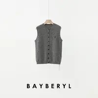 BAYBERYL老贝红果背心*花纱圆领排扣秋无袖针织衫ZZS5H2110-9/14