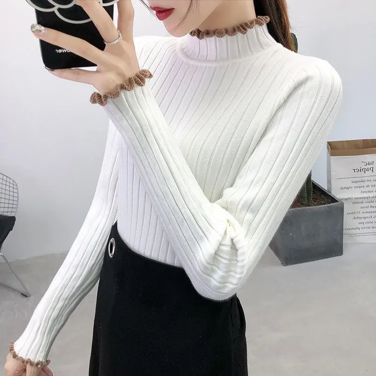 慵懒风女装上衣显瘦毛针织衫双面加厚针织衫百搭秋冬冬季半高领