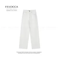 【FELOCCA】时尚韩版百搭宽松阔阔直筒明线牛仔裤25ANZ368