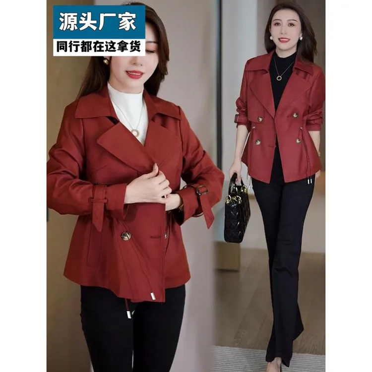 梵乐芬时尚短款风衣外套女春秋新款洋气宽松收腰显瘦双排扣百搭休