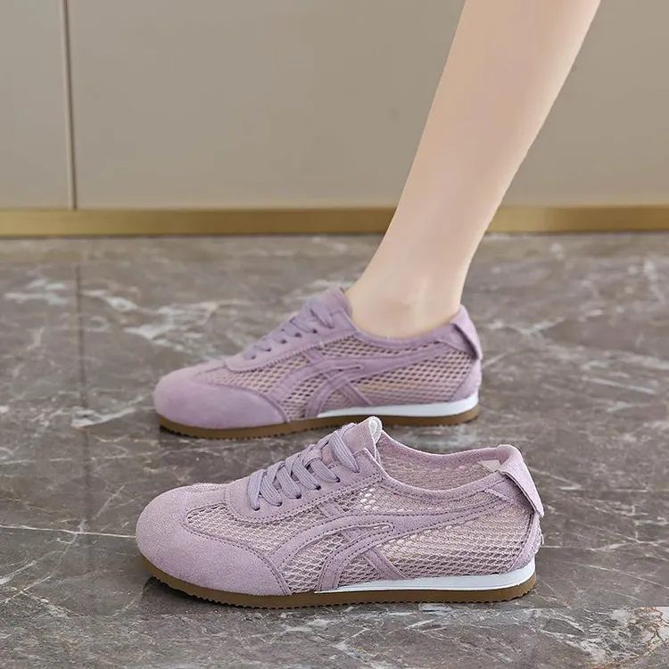 爆款紫色阿甘鞋女2025新款夏季网鞋透气薄款德训鞋软底休闲运动鞋