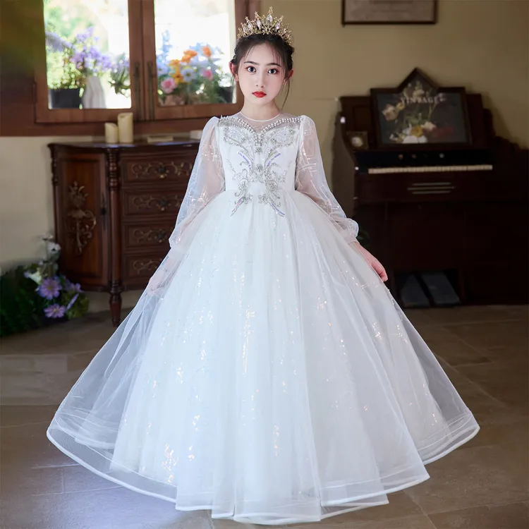 女童晚礼服主持人钢琴表演花童婚礼儿童生日轻奢小众演出服蓬蓬裙