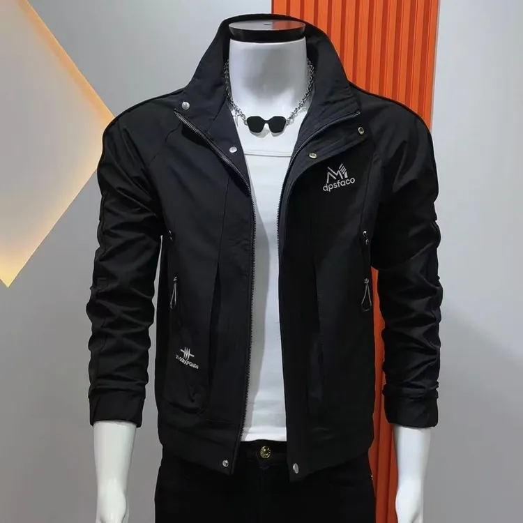 新款夹克外套时尚潮流刺绣爆款秋冬褂子网红修身韩版立领男士上衣