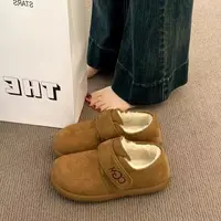 新款勃肯鞋加绒女软底复古秋冬鞋子厚底豆豆鞋平底保暖毛毛鞋棉鞋