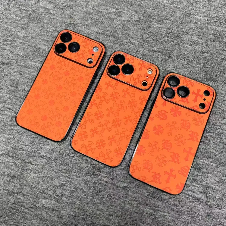 潮牌橙色克罗心适用苹果17promax手机壳iPhone16/15/14带镜头膜13