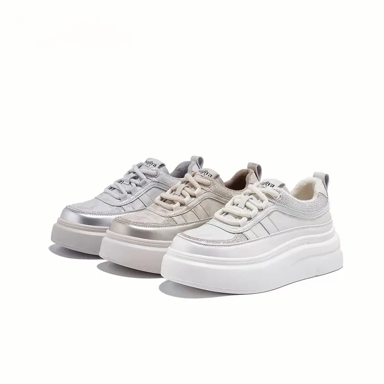 绒里/单里2025秋冬新真皮水钻小白鞋款保暖防滑系带百搭休闲鞋