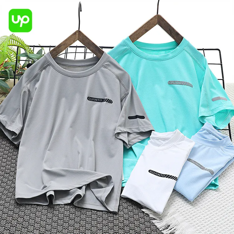 儿童2025新款夏季速干网眼短袖薄款透气T恤运动休闲圆领上衣男童