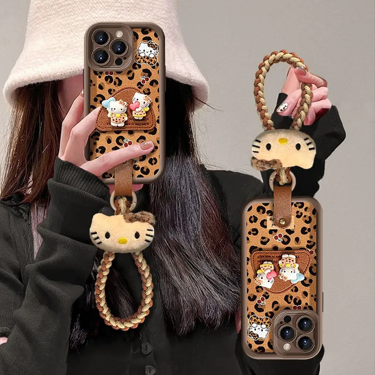 豹纹kt支架适用于oppo/vivo/华为/小米/苹果天眼皮纹防摔手机壳