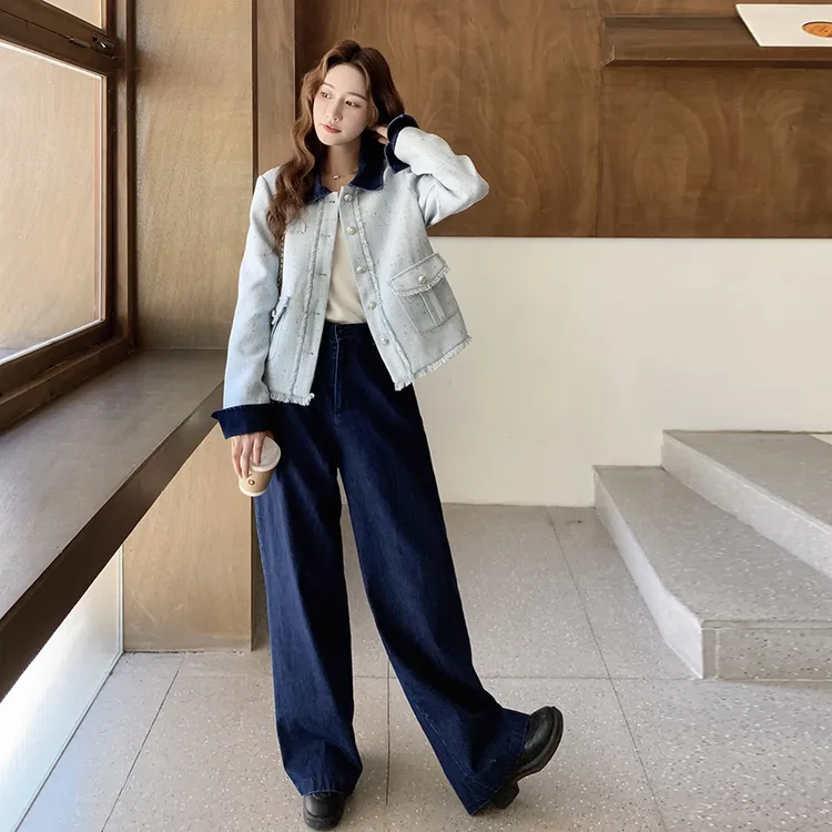 韩系气质名媛流苏小香风套装女2025秋季新款减龄休闲阔腿裤两件套