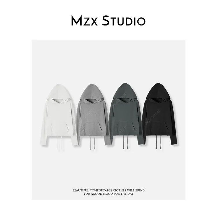 MZX 秋季双面磨毛连帽长袖抽绳休闲小版型卫衣 SY10307-C