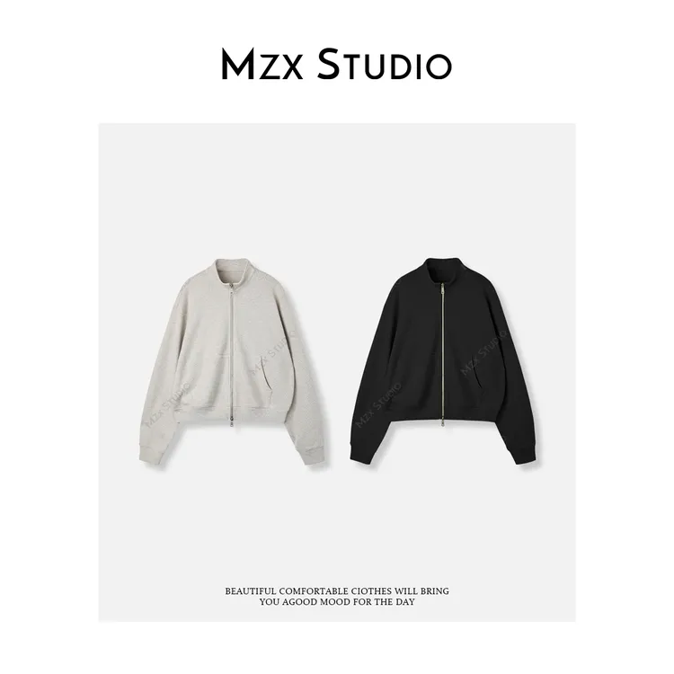 MZX 肯豆同款 全棉立领定制华夫格长袖外套 WT10297-C