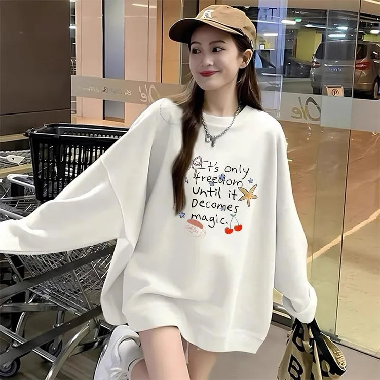 美式宽松慵懒风卫衣女2025新款秋冬季设计感加绒保暖圆领无帽上衣