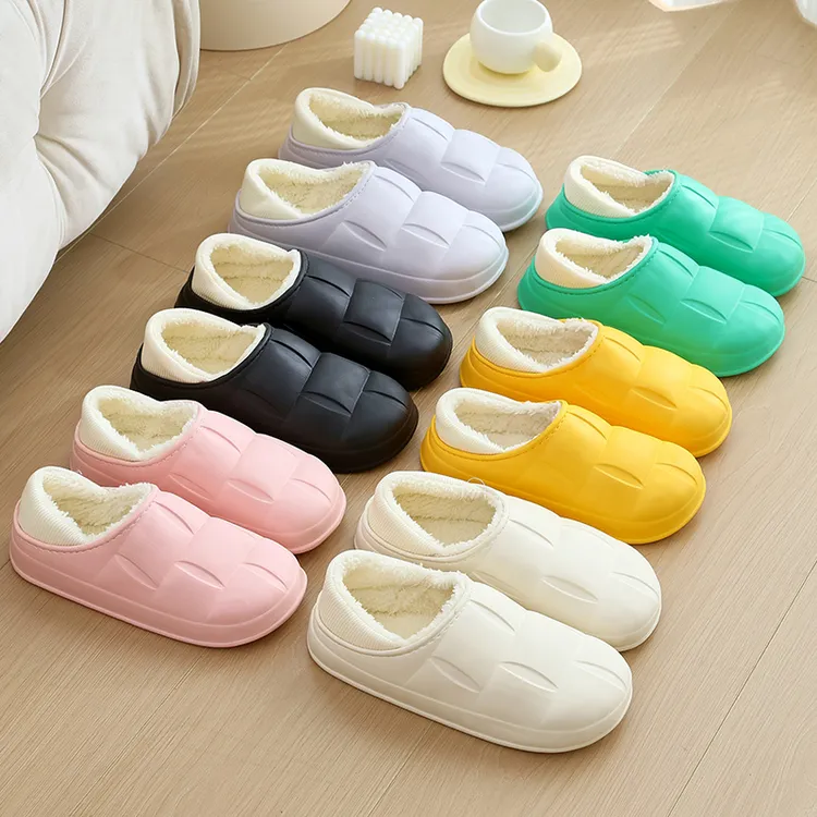 男士棉拖鞋防水棉拖鞋女冬季室内保暖厚底加绒厚底软底软面踩屎感