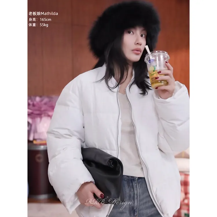 RRB Design 纯色宽松百搭显瘦气质长袖保暖厚实羽绒服休闲外套