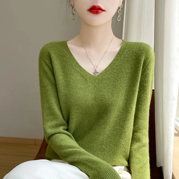 【一线成衣】2025秋冬新款V领针织打底衫短款套头百搭洋气毛衣
