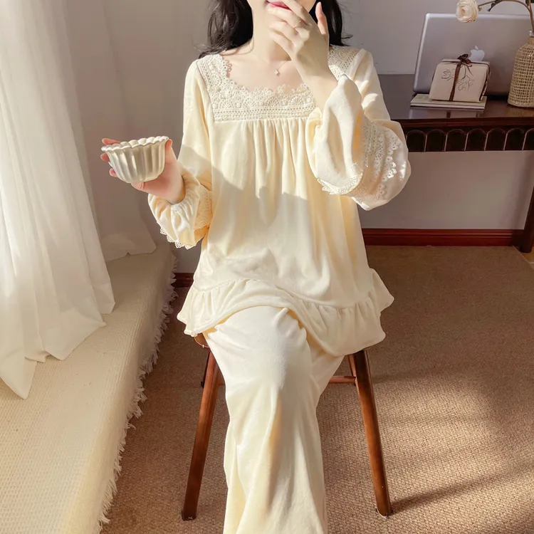 BIEN海岛绒睡衣女秋冬季甜美可爱公主宫廷风家居服可外穿2025新款