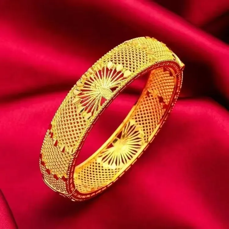 合金手镯 精品开屏孔雀手镯饰品卡扣款复古【大气】铜镀仿真金商品图