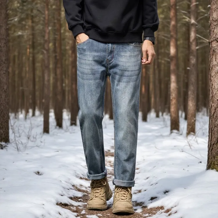 高街男士牛仔裤秋冬款直筒水洗裤子男秋冬季休闲长裤子男百搭潮流