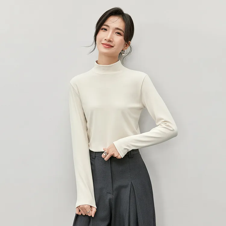 尚都比拉秋冬新款椰绒打底衫女内搭保暖上衣半高领长袖t恤女57115