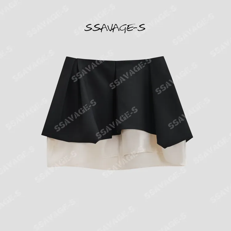 SSAVAGE“双生芭蕾”立体双层拼接撞色蓬蓬蛋糕短裙SS90850