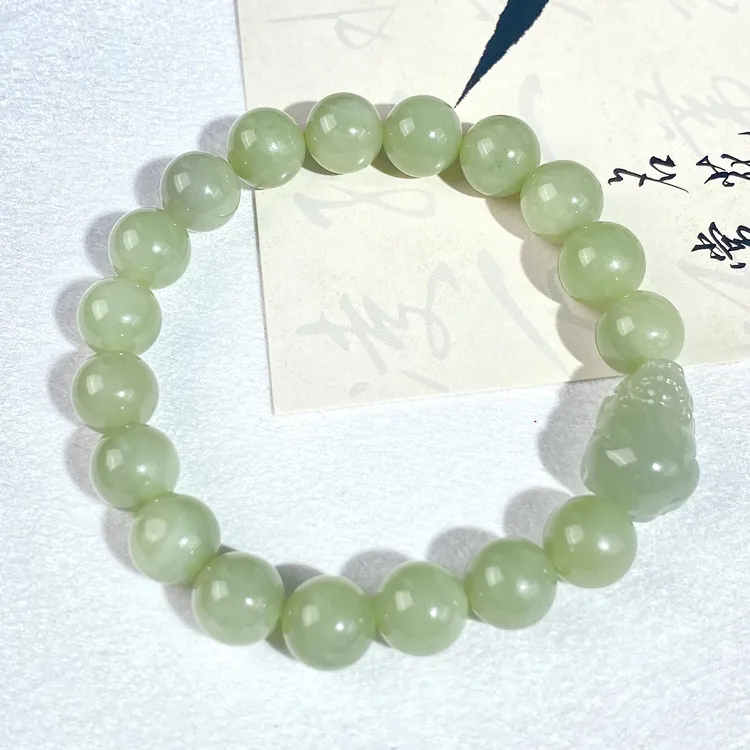 天然和田玉手串貔貅醒狮9-10mm男女款假一罚十一WL620