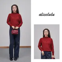 [alicelulu]秋冬内搭立体花朵气质立领套头针织衫S2144889U