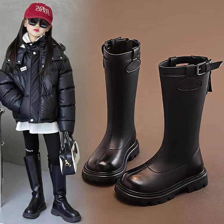 ABC女童长靴高筒靴2025秋冬新款公主潮童百搭靴子时尚童靴二棉靴