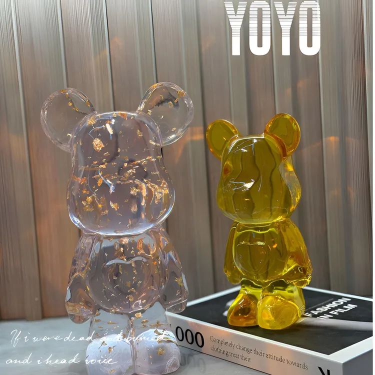 创意透明暴力熊轻奢摆件客厅桌面落地玄关酒柜手工爱心熊网红摆设