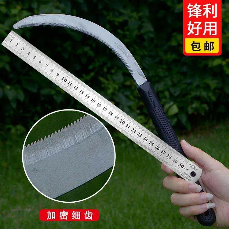 农用锯齿镰刀加密细齿小禾镰韭菜刀割禾除草廉刀不锈钢镰刀割草刀
