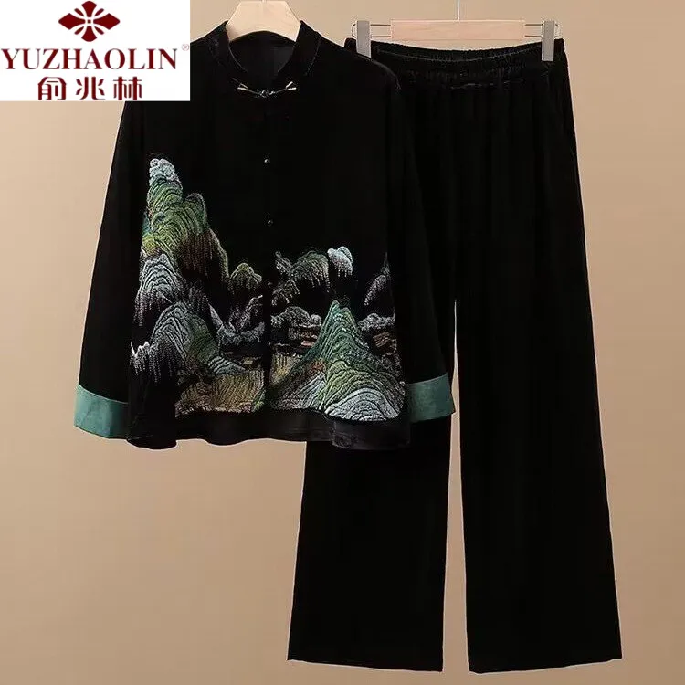 俞兆林妈妈春装中长款外套阔太太女U新季妈妈装60-70岁高档妈妈装