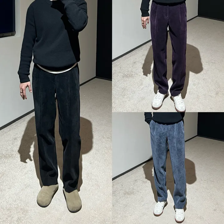 【意式暖奢】冬季 B*C雪尼尔细条纹灯芯绒微宽松直筒加厚休闲裤男士
