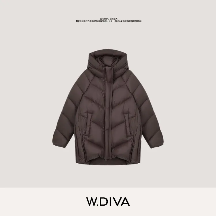 W.Diva【一眼万年】超轻立体帽檐零压感95鹅绒泡芙羽绒服54C103195